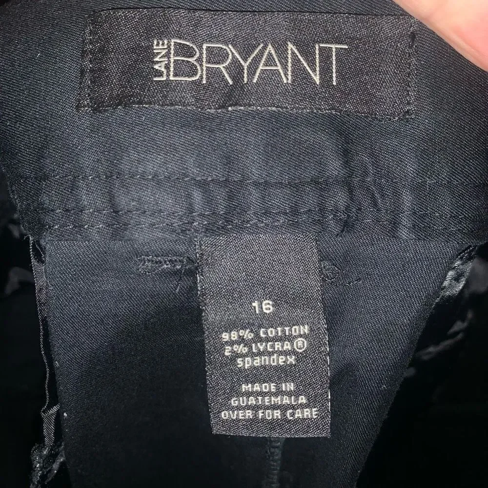 Lane Bryant black front slit size 16 stretchy pencil skirt
